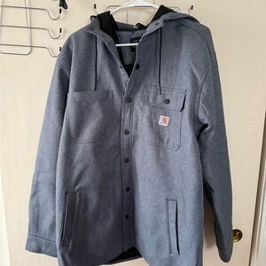 Carhartt Men's Blue Hooded Shirt Rain Defender Jacket